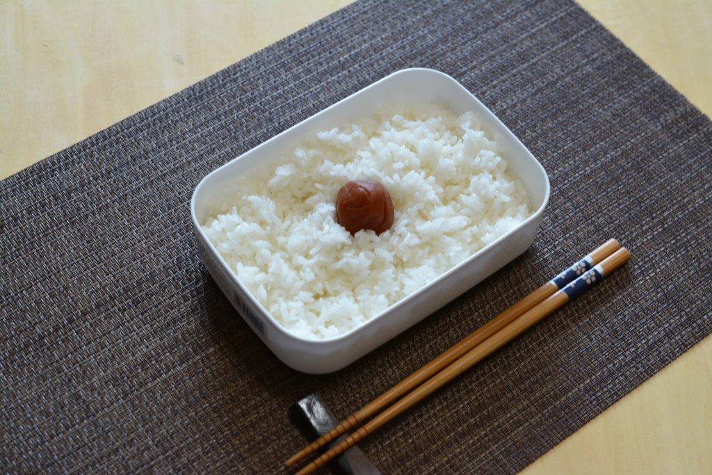 Japanese traditional food of red Hinomaru-bento