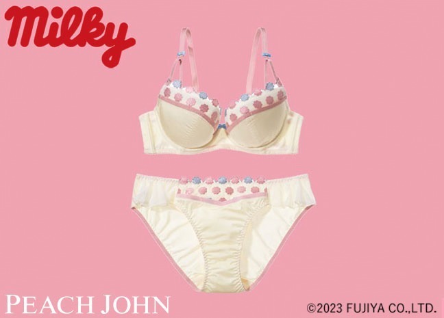 Peach John × Fujiya "Milky" Collaboration, Bra Set, Lingerie Set, Pajamas 2023